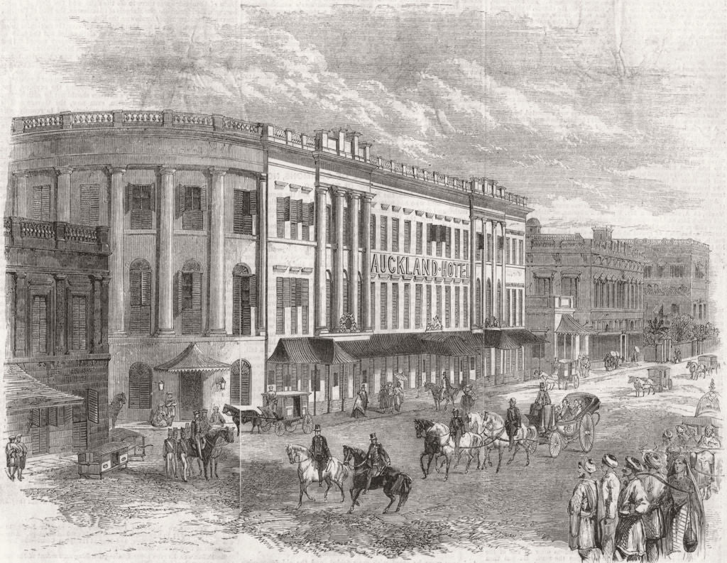 NEW ZEALAND. Auckland Hotel, Kolkata 1858 old antique vintage print picture